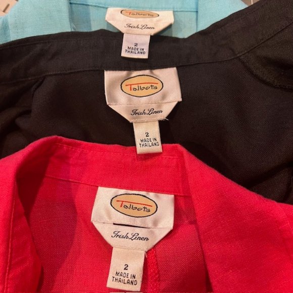 Talbots Set Of 3 Linen Button Down Blouses Size 2 - Picture 9 of 9